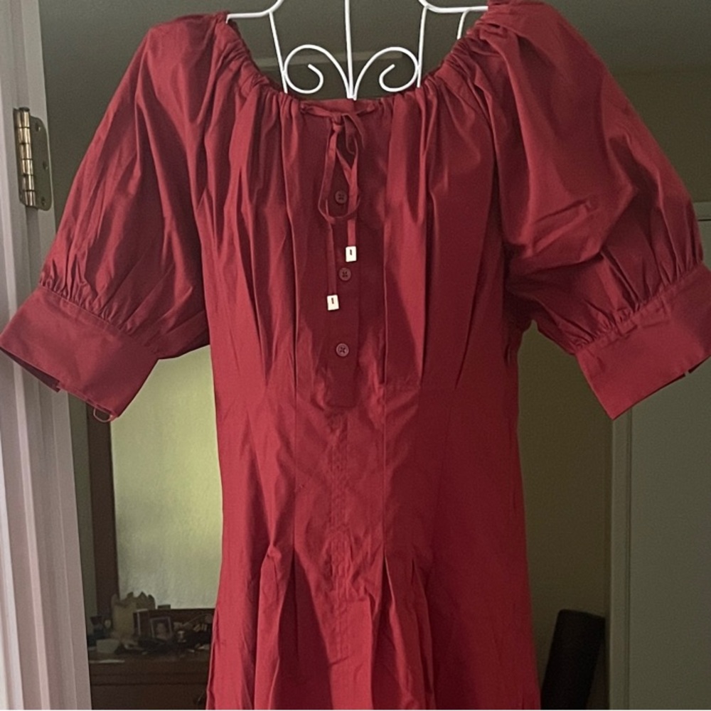 J. Crew Burgundy Puff Sleeve Maxi Dress